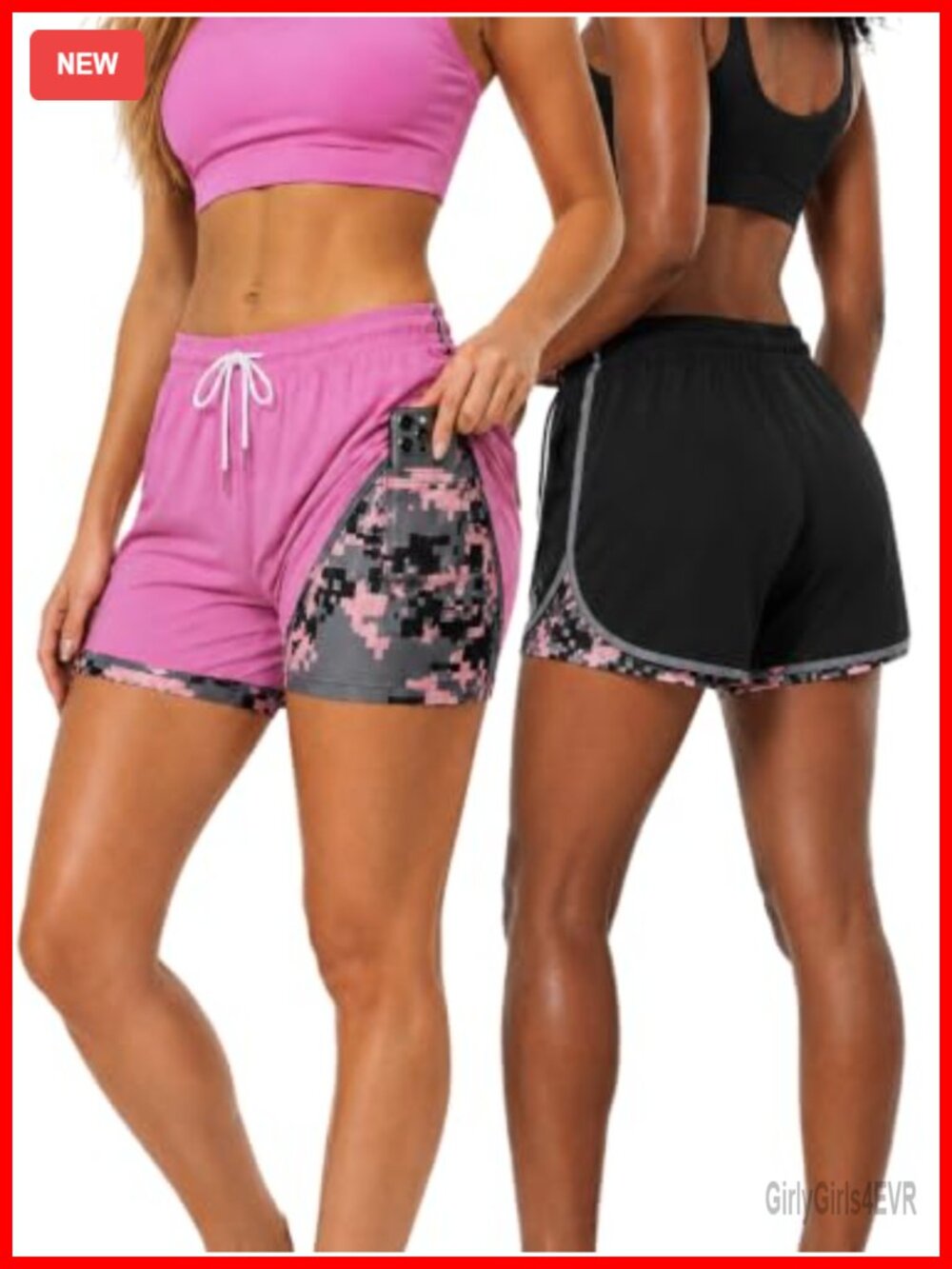 2 in 1 Athletic Running Shorts Womens Workout Shorts with Spandex Liner